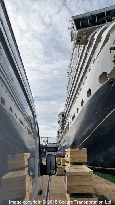 Cunard Queen Elizabeth quayside delivery