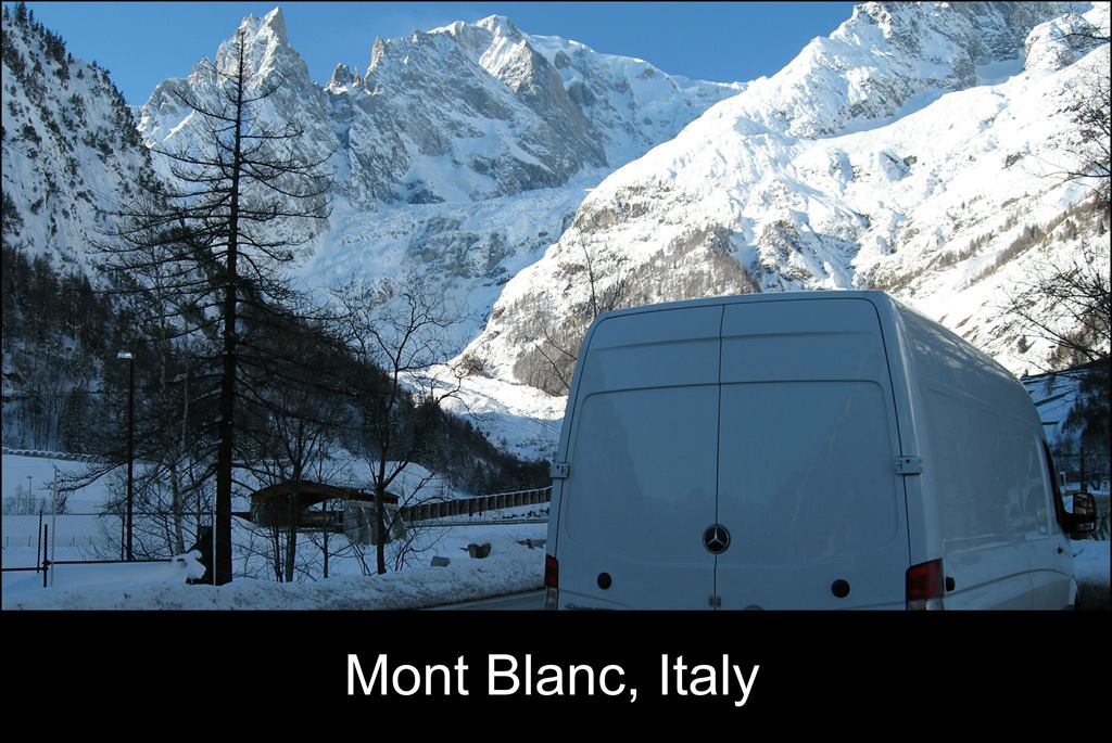 Secure Transportation at Mont Blanc. One of the most photographed places in the Italian Alps. 